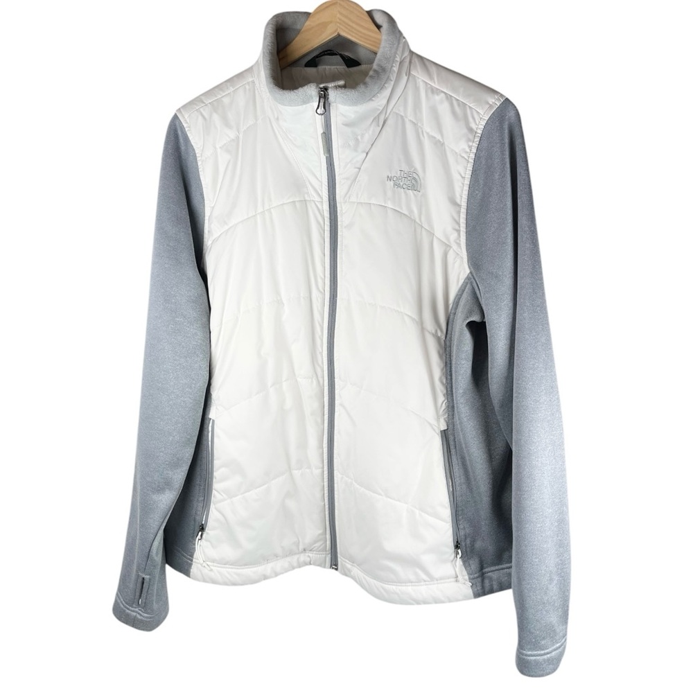 The North Face women’s size XL grey white puffer zip up outdoor jacket
